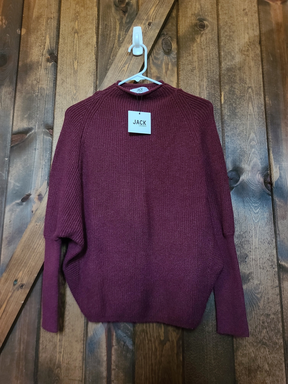 NWT Jack By BB Dakota Burgundy Oversized Dolman Slouchy Knit Sweater Size XS